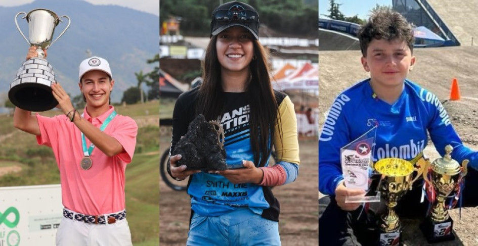 Tomás Restrepo, golfista; Valentina Roa, ciclomontañista, y Samuel Valencia, bicicrosista. Tomás Restrepo, golfista; Valentina Roa, ciclomontañista, y Samuel Valencia, bicicrosista.