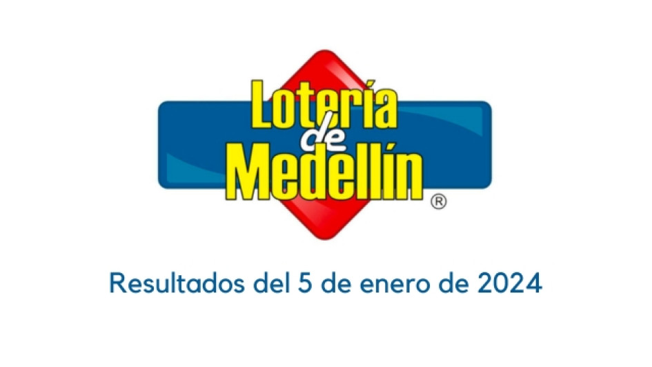 Loteria-de-medellin-hoy-resultados-viernes-5-enero-2024 Logo de la Lotería de Medellín con un texto abajo que dice "Resultados del 5 de enero de 2024"