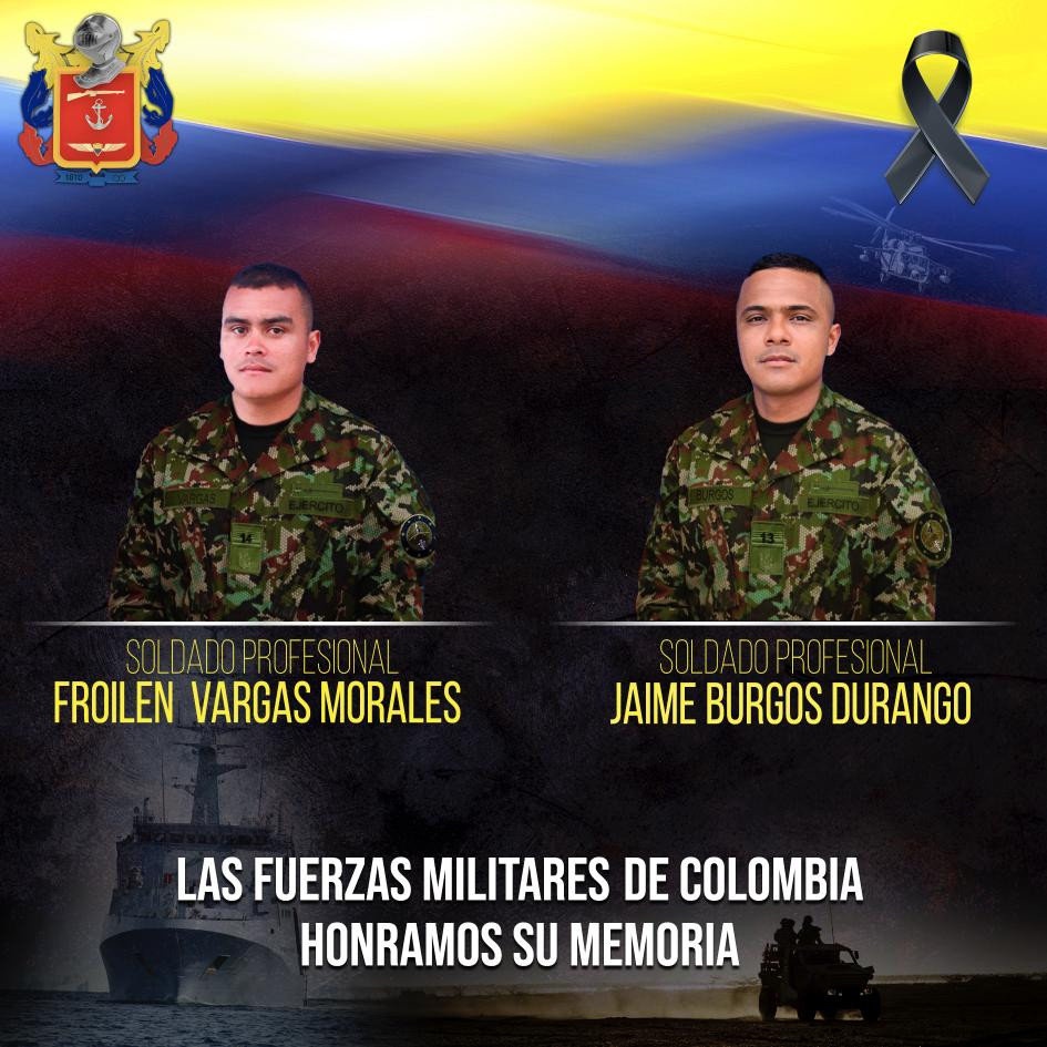 Mueren dos soldados en combates entre el Ejército y disidencia de las Farc en Nariño Mueren dos soldados en combates entre el Ejército y disidencia de las Farc en Nariño