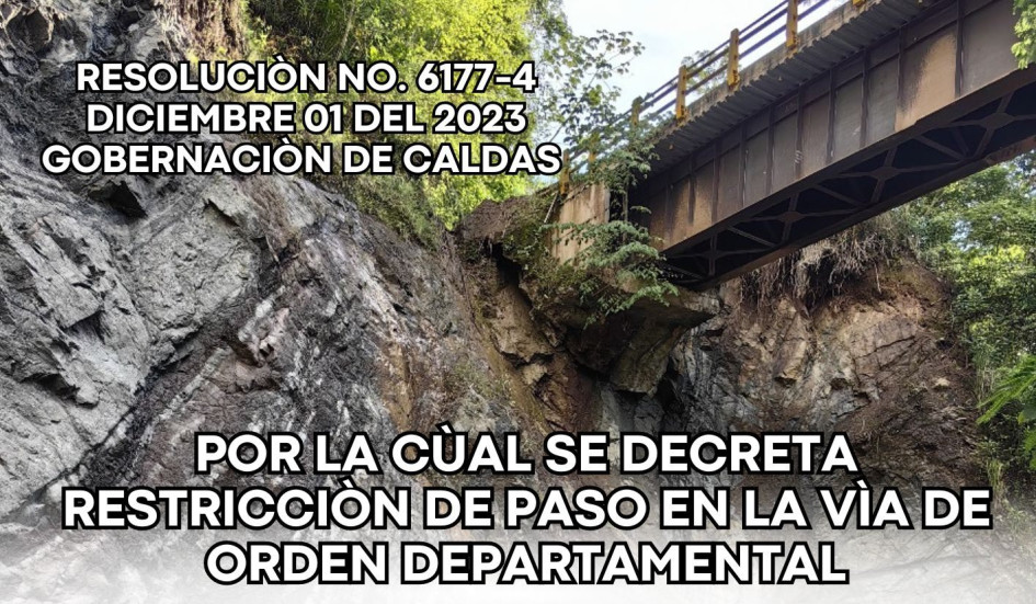 El puente afectado en Filadelfia (Caldas). El puente afectado en Filadelfia (Caldas).