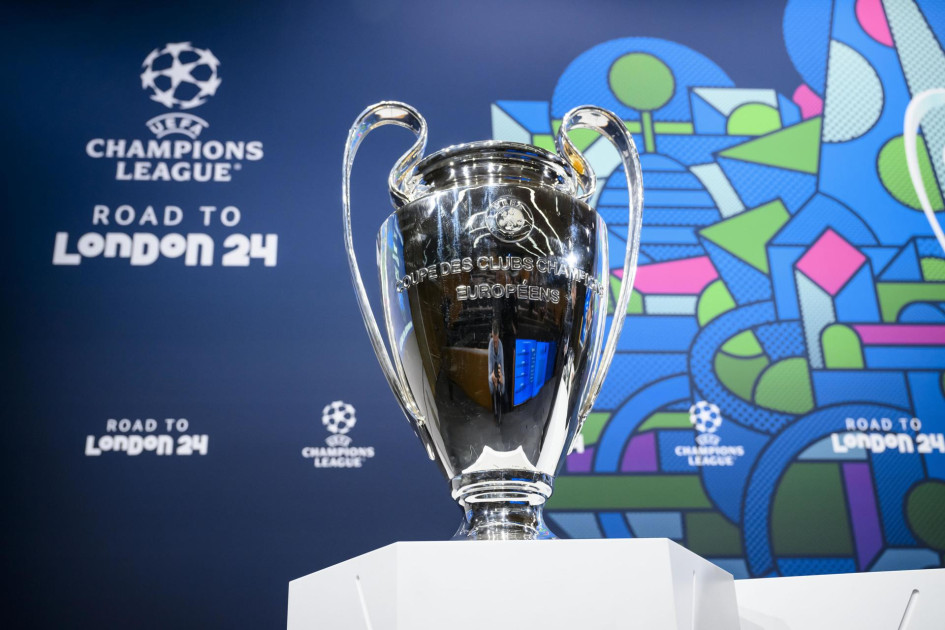 El trofeo de la Liga de Campeones aparece durante el sorteo de los cuartos de final de la Liga de Campeones en la sede de la UEFA en Nyon, Suiza, este 15 de marzo del 2024. El trofeo de la Liga de Campeones aparece durante el sorteo de los cuartos de final de la Liga de Campeones en la sede de la UEFA en Nyon, Suiza, este 15 de marzo del 2024.
