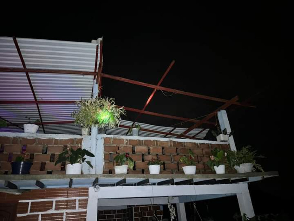 Vivienda afectada por vendaval en Filadelfia (Caldas). Vivienda afectada por vendaval en Filadelfia (Caldas).