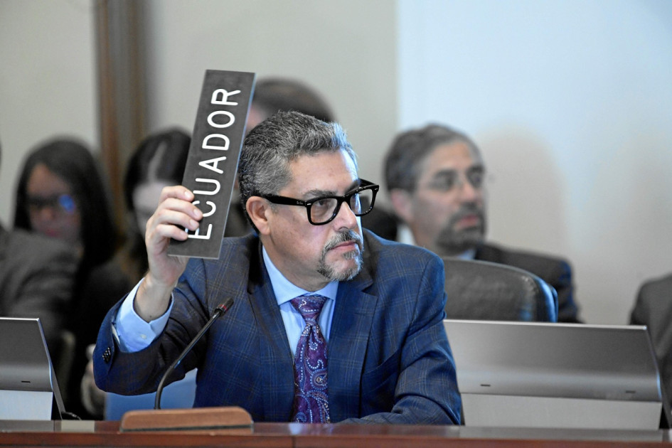 Ecuador sufre un revés en la OEA que aprobó una resolución que condena "enérgicamente" la incursión de la policía ecuatoriana en la embajada mexicana en Quito. Ecuador sufre un revés en la OEA que aprobó una resolución que condena "enérgicamente" la incursión de la policía ecuatoriana en la embajada mexicana en Quito.