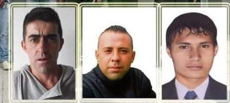 César Augusto Quiceno Duque, Francisco Javier Uribe Ramírez y Esverledy Mauricio González Villada, tres de las cuatro víctimas. César Augusto Quiceno Duque, Francisco Javier Uribe Ramírez y Esverledy Mauricio González Villada, tres de las cuatro víctimas.