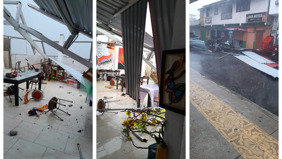 18 casas averiadas, dos colapsadas y una escuela afectada es el balance de las fuertes lluvias y el vendaval registrados este viernes en Risaralda. 18 casas averiadas, dos colapsadas y una escuela afectada es el balance de las fuertes lluvias y el vendaval registrados este viernes en Risaralda.