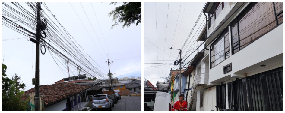 A la izquierda, como estaban los cables antes. A la derecha, como luce el sector ahora; personal de Claro desmontó parte del cableado que molestaba a los residentes. A la izquierda, como estaban los cables antes. A la derecha, como luce el sector ahora; personal de Claro desmontó parte del cableado que molestaba a los residentes.