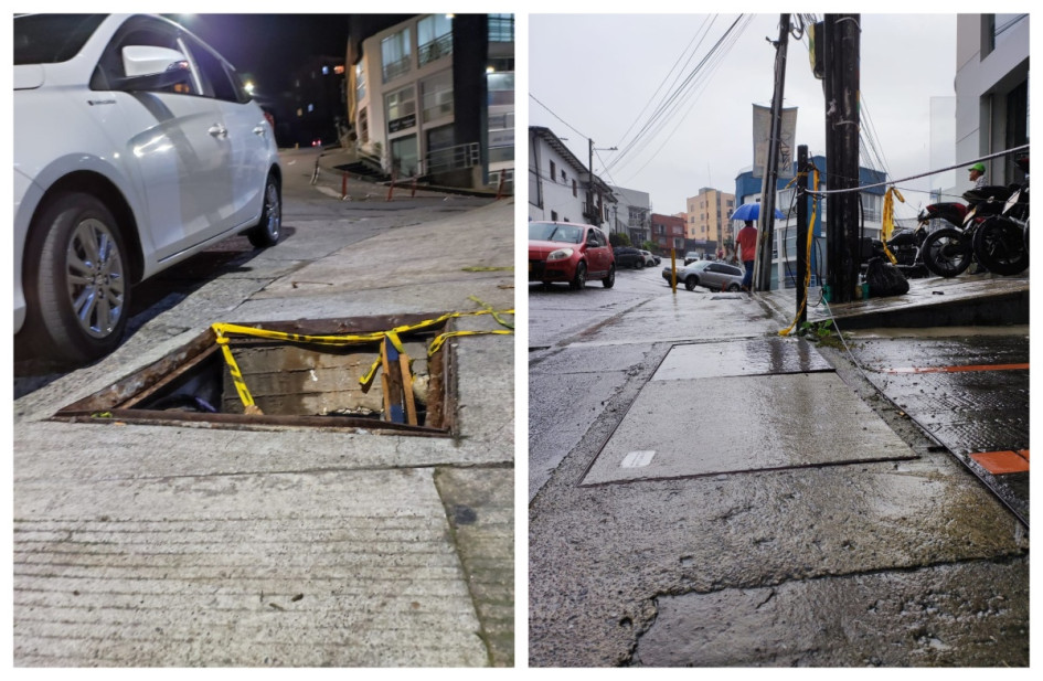 A la izquierda, así estaba la recámara en un andén de la calle 55 con carrera 24. Actualmente se encuentra con tapa. A la izquierda, así estaba la recámara en un andén de la calle 55 con carrera 24. Actualmente se encuentra con tapa.