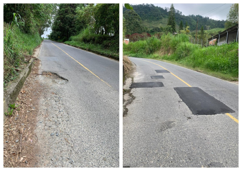 A la izquierda, como se encontraba la carretera antes de la intervención. A la derecha, como está actualmente. A la izquierda, como se encontraba la carretera antes de la intervención. A la derecha, como está actualmente.