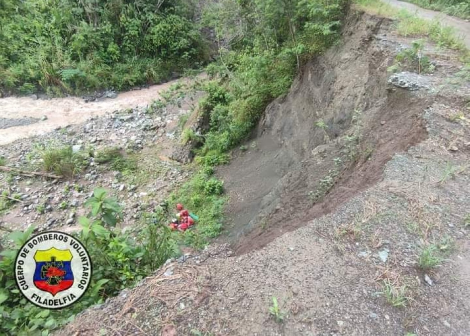 Este es el abismo al que cayó el motociclista en Filadelfia (Caldas). 
