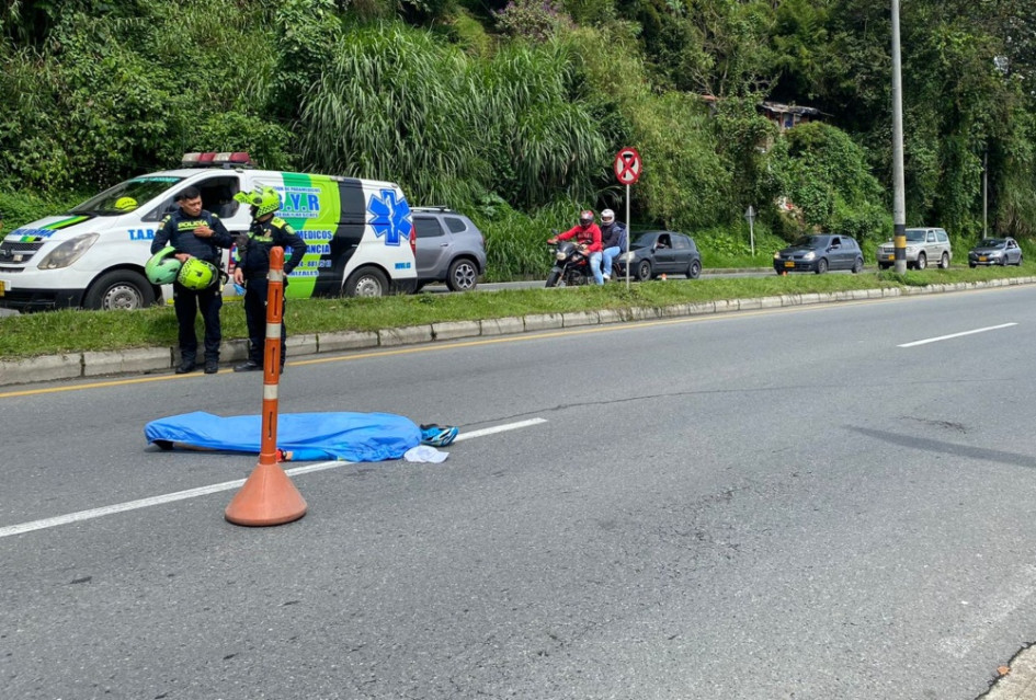 Este es el sitio en donde perdió la vida el ciclista en Manizales. Este es el sitio en donde perdió la vida el ciclista en Manizales.