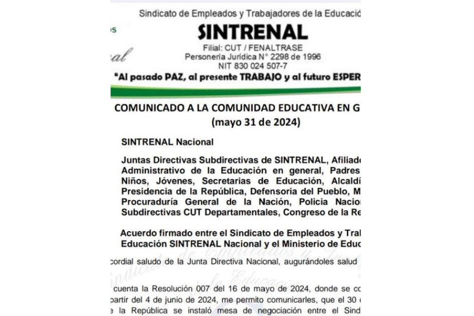 Comunicado sindicatos docentes Comunicado sindicatos docentes