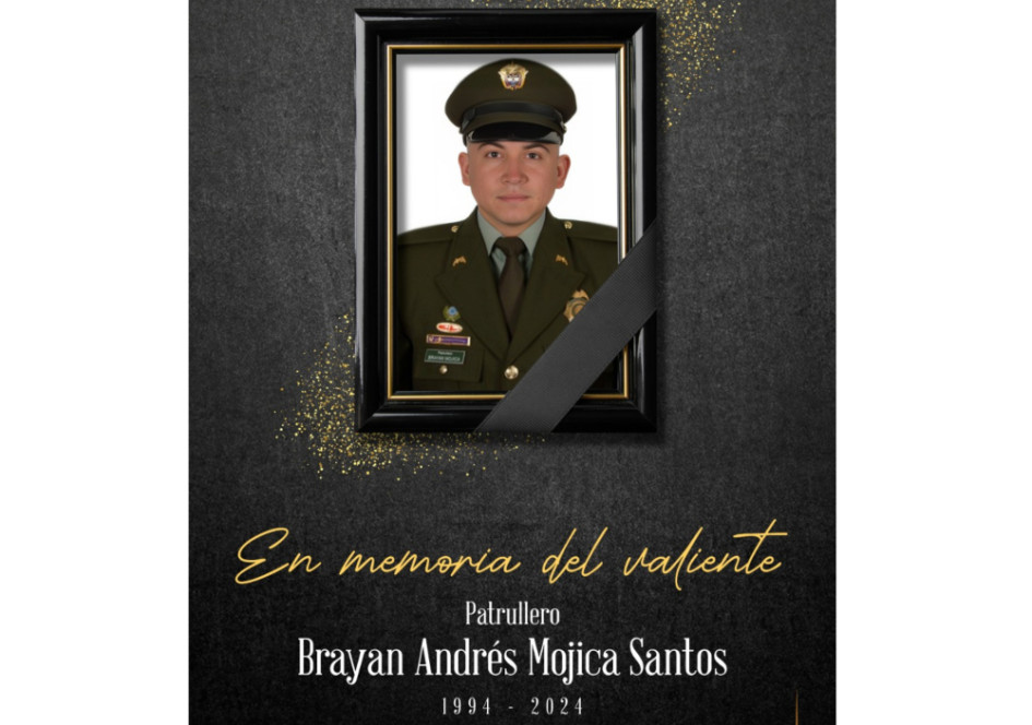 Brayan Andrés Mojica Santos, el policía asesinado en el departamento del Cesar. Brayan Andrés Mojica Santos, el policía asesinado en el departamento del Cesar.