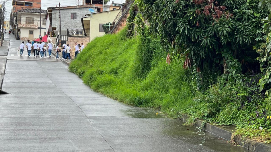 El pasto y la maleza se tomó el sendero peatonal. El pasto y la maleza se tomó el sendero peatonal.