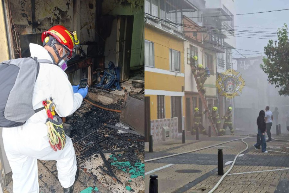El incendio ocurrió en en la calle 33 carrera 21. El incendio ocurrió en una cafetería en la calle 33 carrera 21 de Manizales.