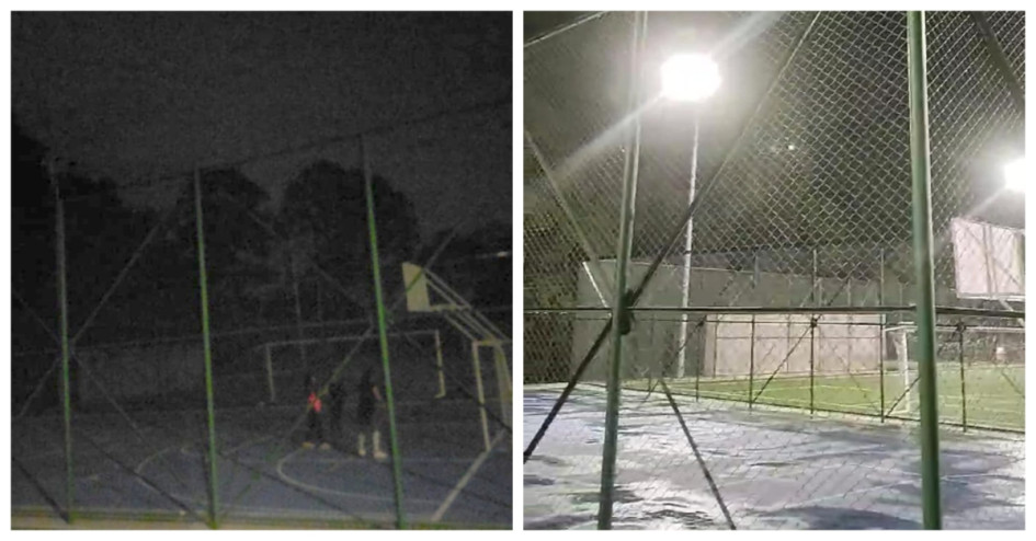 ANTES. Así estaba la iluminación el 31 de enero y el 10 de junio. DESPUÉS. La zona de la canchas de fútbol están iluminadas. Seis meses en total tardó la entidad para iluminar la zona. ANTES. Así estaba la iluminación el 31 de enero y el 10 de junio. DESPUÉS. La zona de la canchas de fútbol están iluminadas. Seis meses en total tardó la entidad para iluminar la zona.