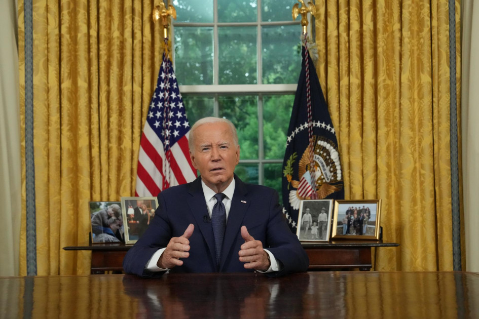 El presidente estadounidense Joe Biden pronunció un discurso a su país desde la Oficina Oval de la Casa Blanca en Washington DC. El presidente estadounidense Joe Biden pronunció un discurso a su país desde la Oficina Oval de la Casa Blanca en Washington DC.