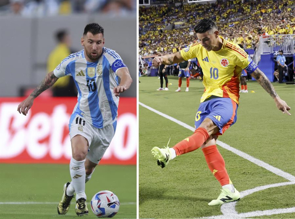 El astro argentino Lionel Messi y el genio colombiano James Rodríguez, el mejor jugador de la actual Copa América. Ambos, capitanes de sus selecciones. El astro argentino Lionel Messi y el genio colombiano James Rodríguez, el mejor jugador de la actual Copa América. Ambos, capitanes de sus selecciones.