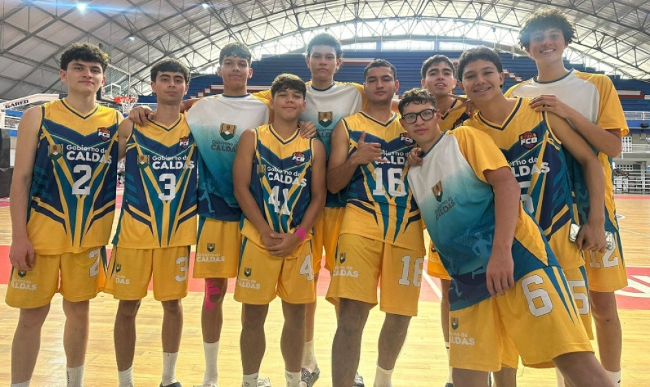 El equipo de baloncesto de Caldas, rama masculina, que clasificó a los Juegos Nacionales Juveniles 2024. El equipo de baloncesto de Caldas, rama masculina, que clasificó a los Juegos Nacionales Juveniles 2024.