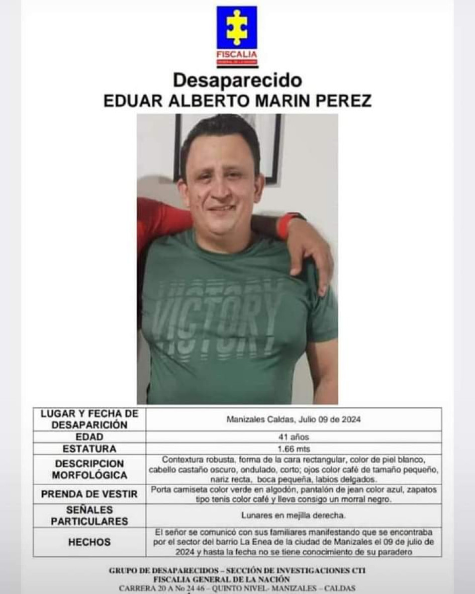 Estos son los datos del desaparecido Estos son los datos del desaparecido