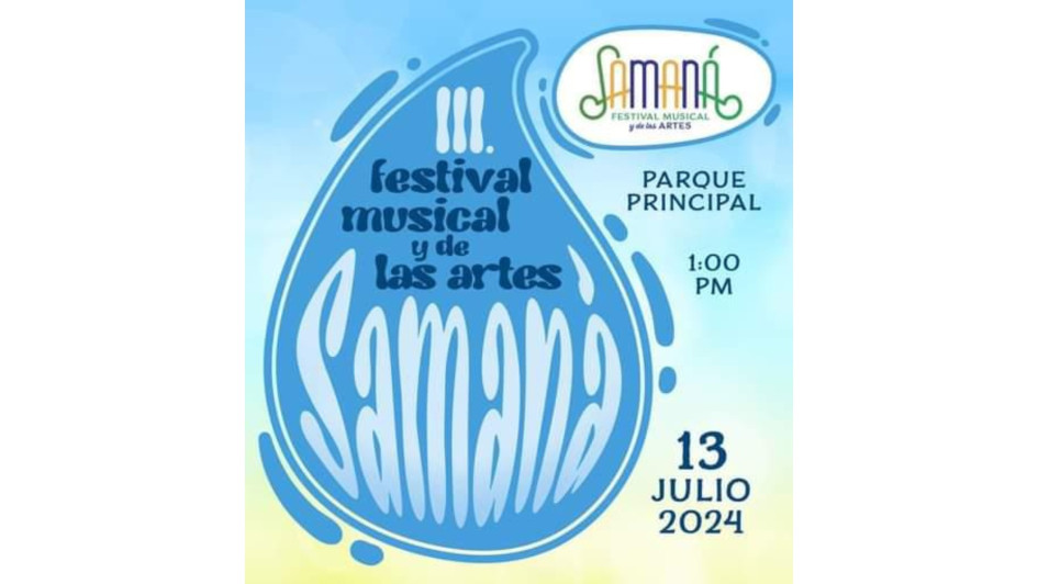 El tercer Festival Musical y de las Artes se realizará mañana en la plaza principal de Samaná. El tercer Festival Musical y de las Artes se realizará mañana en la plaza principal de Samaná.