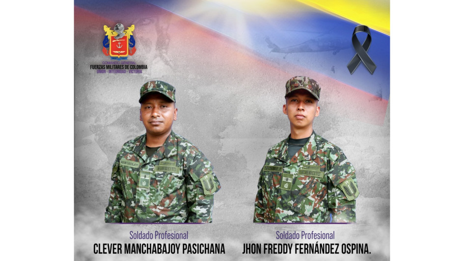 Los soldados Clever Manchabajoy y Jhon Freddy Fernández fueron asesinados este domingo en zona rural de Policarpa (Nariño) por el Estado Mayor Central (Emc). Los soldados Clever Manchabajoy y Jhon Freddy Fernández fueron asesinados este domingo en zona rural de Policarpa (Nariño) por el Estado Mayor Central (Emc).