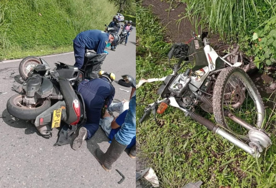 Estas son las motocicletas que chocaron este martes en la Troncal de Occidente. Estas son las motocicletas que chocaron este martes en la Troncal de Occidente.