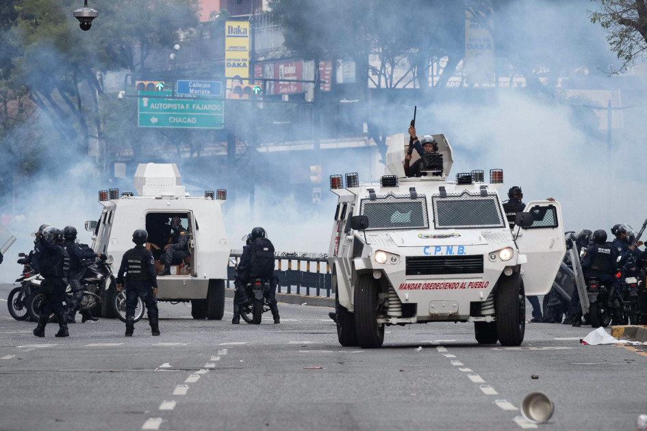 Protestas en Caracas Integrantes de la Policía Nacional Bolivariana (PNB)