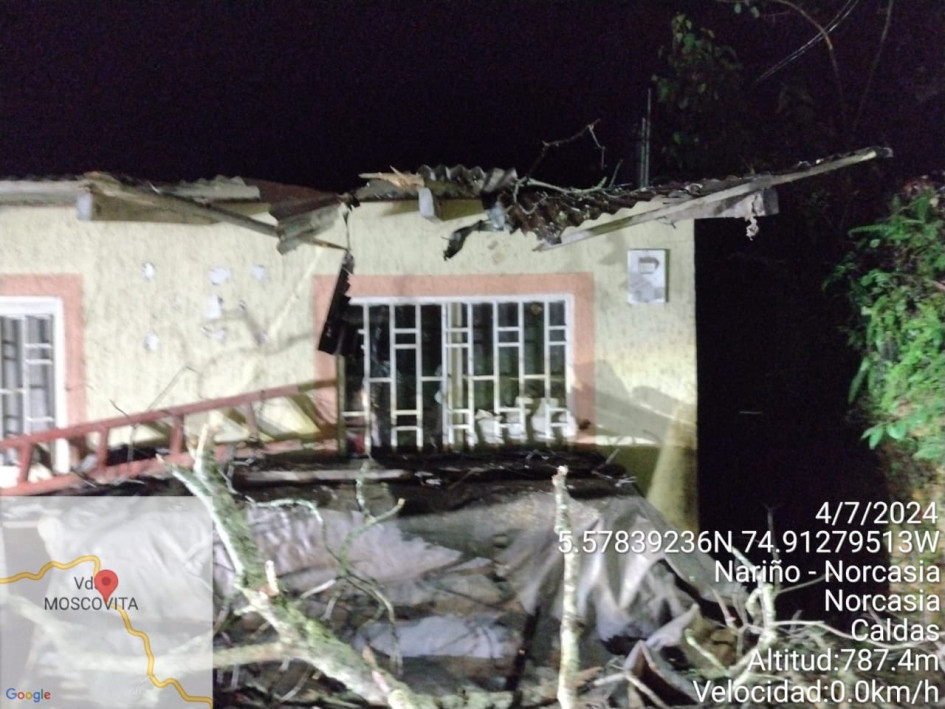 La vivienda afectada por el derrumbe en la vereda Moscovita, de Norcasia (Caldas). La vivienda afectada por el derrumbe en la vereda Moscovita, de Norcasia (Caldas).