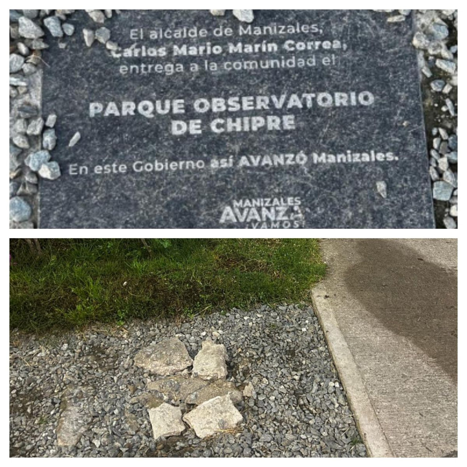 El antes y el después del lugar en donde fue ubicada la placa del observatorio de Chipre. n. El antes y el después del lugar en donde fue ubicada la placa del observatorio de Chipre.