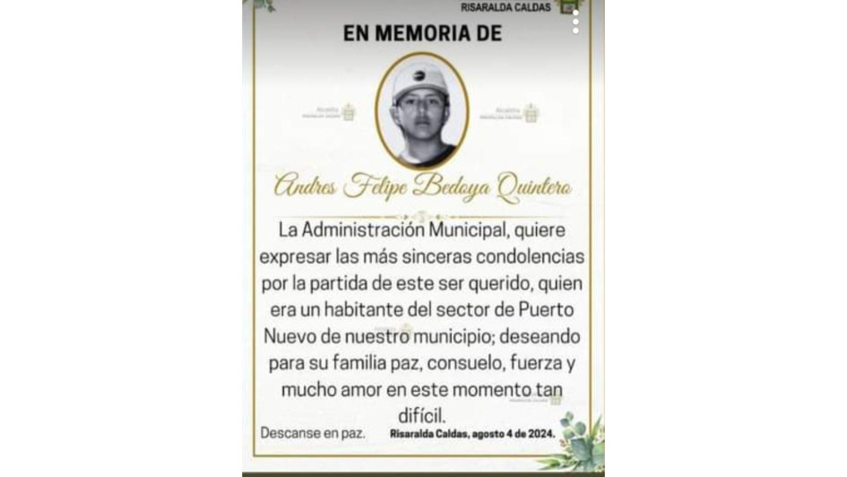 La Alcaldía de Risaralda lamentó el hecho. La Alcaldía de Risaralda lamentó el hecho.