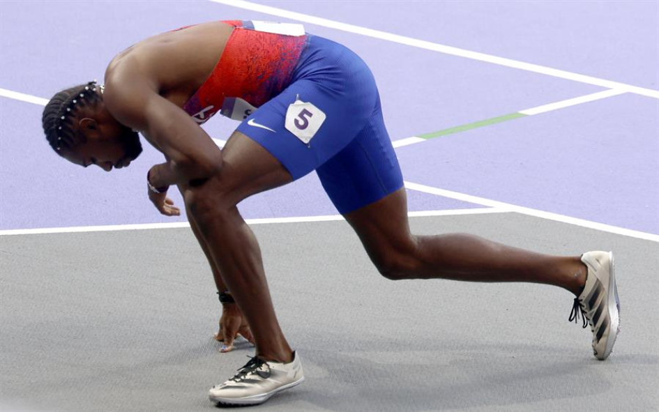 Noah Lyles tras competir la final de los 200 metros planos de los Juegos Olímpicos París 2024. Noah Lyles tras competir la final de los 200 metros planos de los Juegos Olímpicos París 2024.
