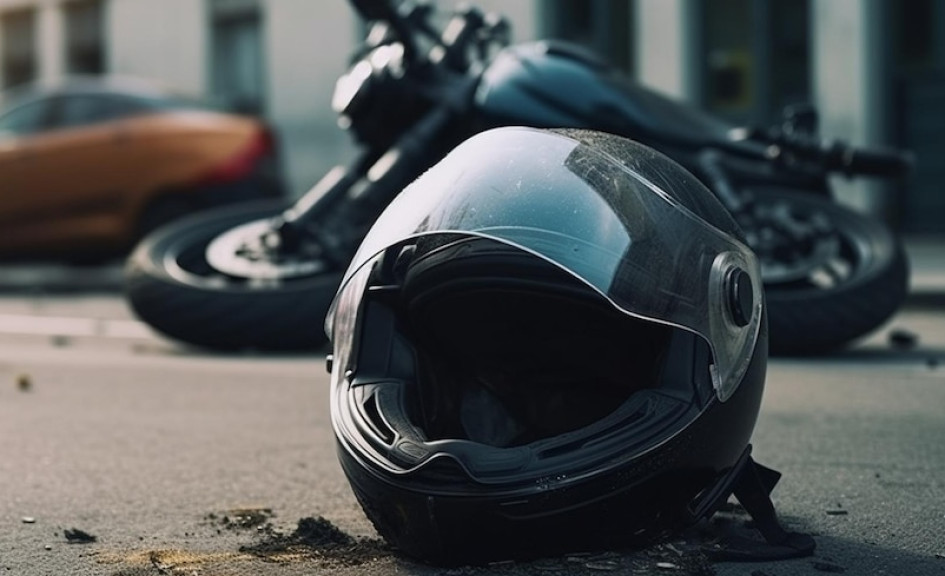 Ilustración de siniestro vial fragmentos de motocicleta y casco. Ilustración de siniestro vial fragmentos de motocicleta y casco.