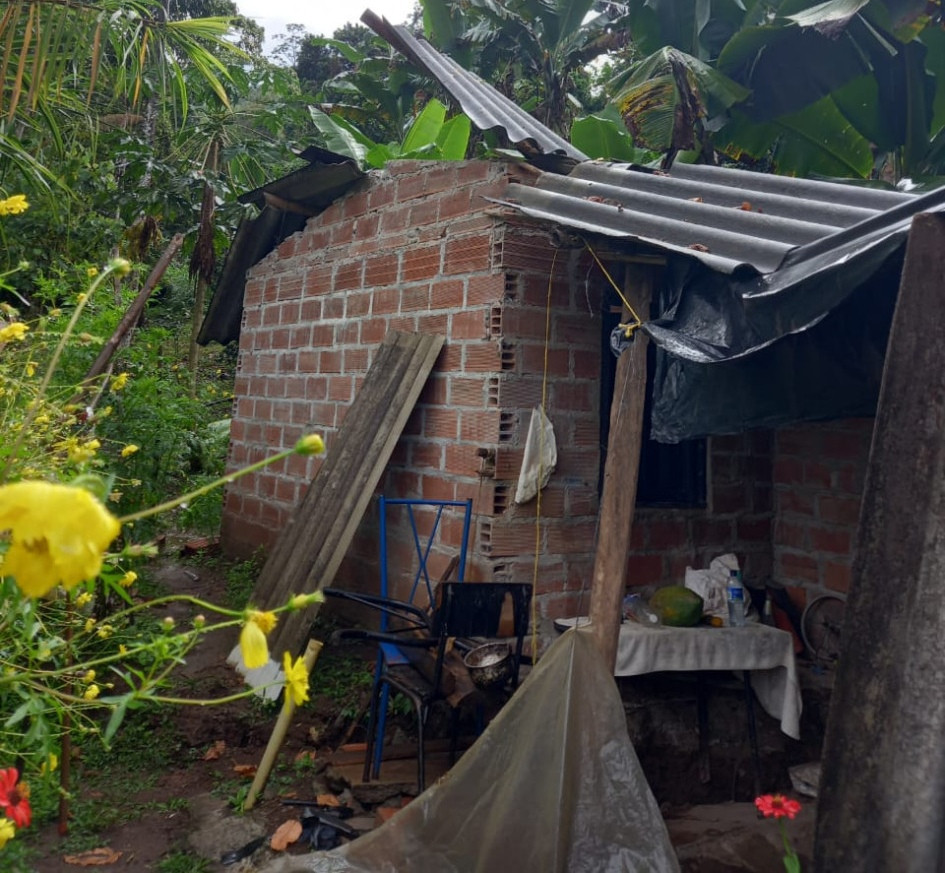 Esta es una de las casas recientemente afectadas en la vereda La Amalia, en Supía (Caldas). Esta es una de las casas recientemente afectadas en la vereda La Amalia, en Supía (Caldas).