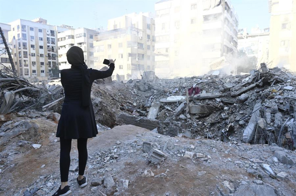 edificio destruido en el barrio de Haret Hreik edificio destruido en el barrio de Haret Hreik
