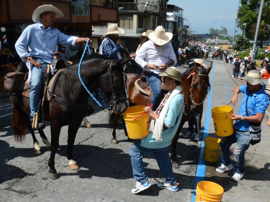 Los caballos tienen puntos de hidratación durante su recorrido en la cabalgata de la Feria de Manizales. Los caballos tienen puntos de hidratación durante su recorrido en la cabalgata de la Feria de Manizales.