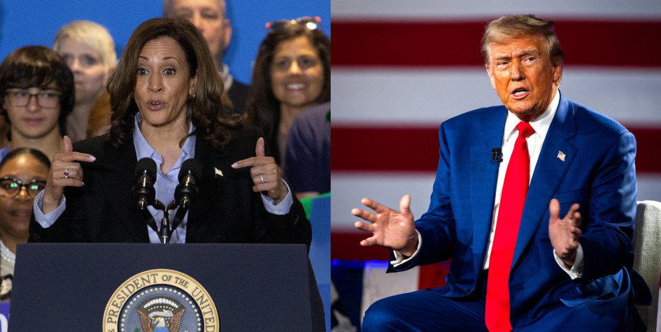 Kamala Harris, vicepresidenta y candidata demócrata, y Donald Trump, exmandatario y aspirante republicano, los rivales en la carrera por la Casa Blanca. Kamala Harris, vicepresidenta y candidata demócrata, y Donald Trump, exmandatario y aspirante republicano, los rivales en la carrera por la Casa Blanca.
