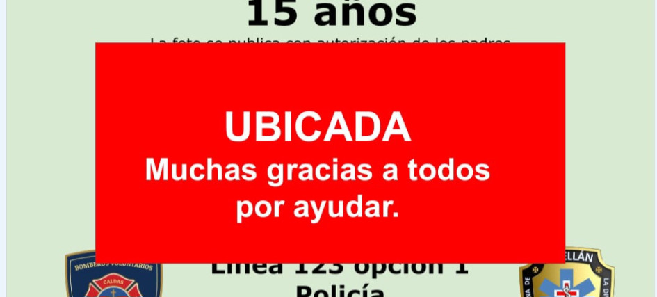 La menor ya fue ubicada. La menor ya fue ubicada.