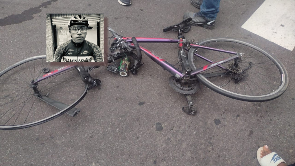 Así quedó la bicicleta tras el siniestro vial en el que perdió la vida el ciclista ecuatoriano Kevin Pozo.