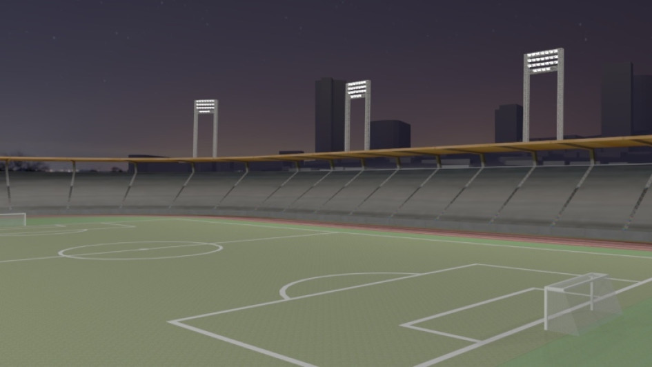Imagen con la que se ilustra la nueva iluminación del estadio Palogrande. Los diseños contratados por la Alcaldía ya están listos. La obra se ejecutará entre diciembre y enero próximos. Once Caldas