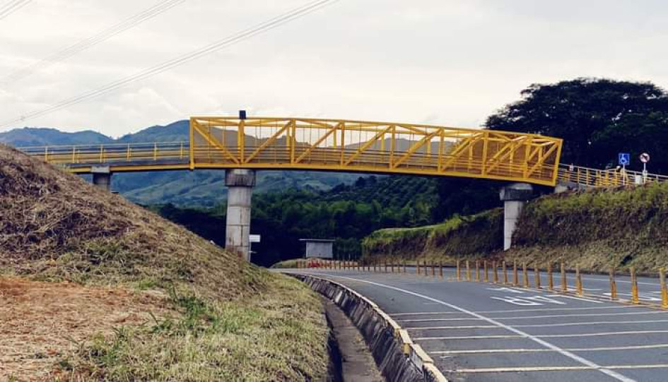 Puente peatonal en vía Cali Medellín, tramo de Risaralda (Caldas). Puente peatonal en vía Cali Medellín, tramo de Risaralda (Caldas).