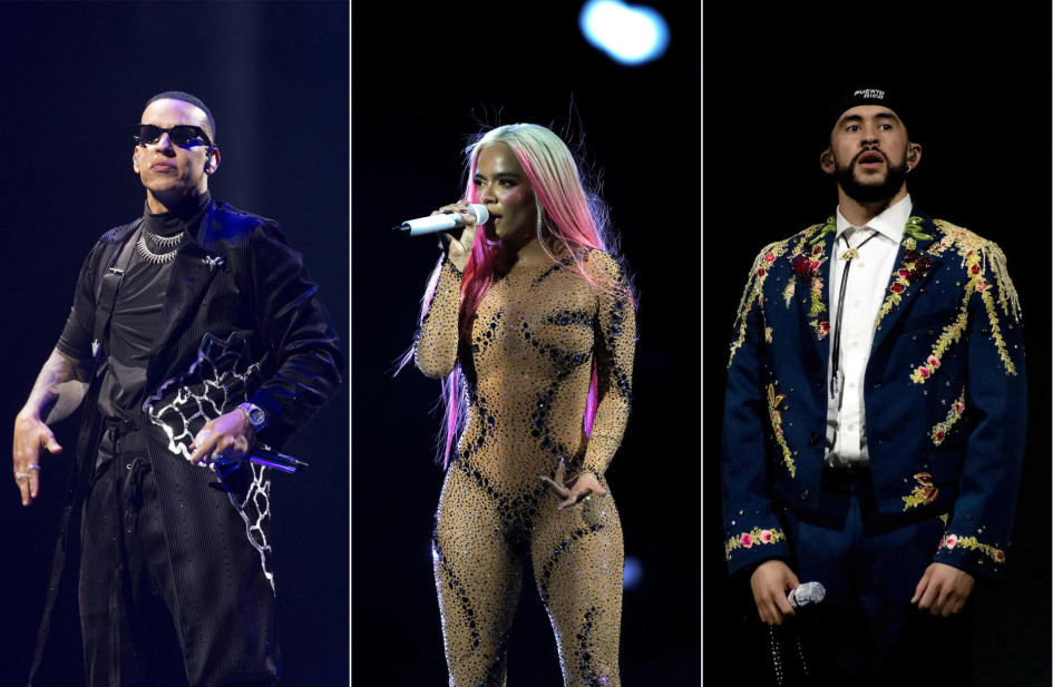 Daddy Yankee, Karol G y Bad Bunny. Daddy Yankee, Karol G y Bad Bunny.