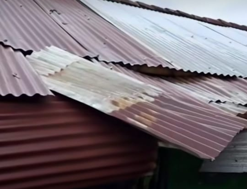 Así quedó un techo luego del vendaval en Belalcázar (Caldas). Vendaval en Belalcázar