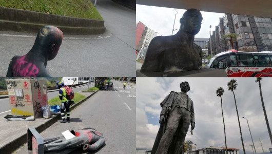 Tras sucumbir ante los vándalos, Alzate y Santander vuelven a sus pedestales en Manizales