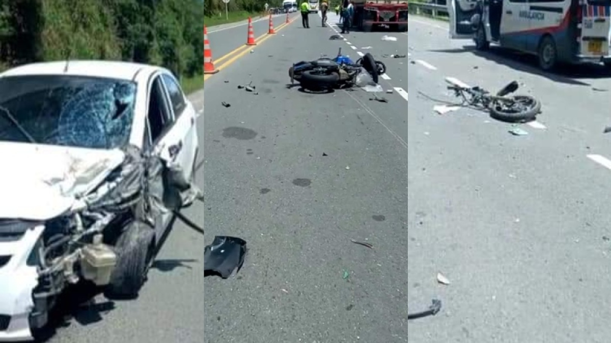 Un motociclista murió en choque múltiple en la vía Manizales-Medellín 