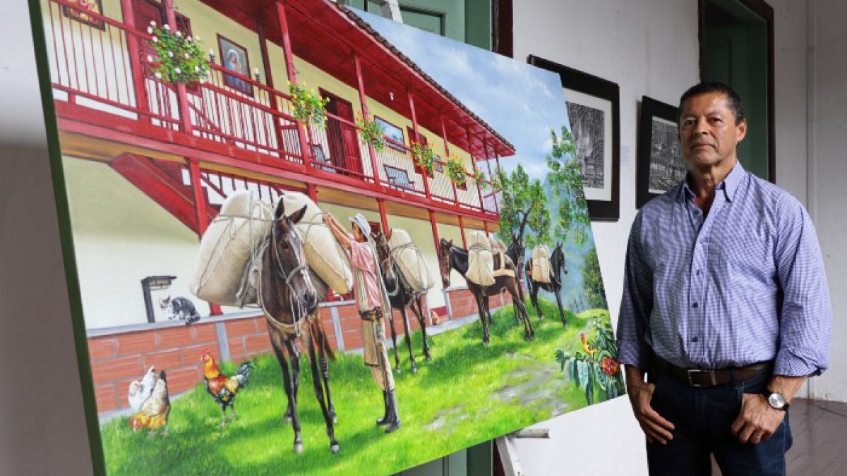 Cuadro en óleo sobre lienzo de Pedro Nel Arcila. 